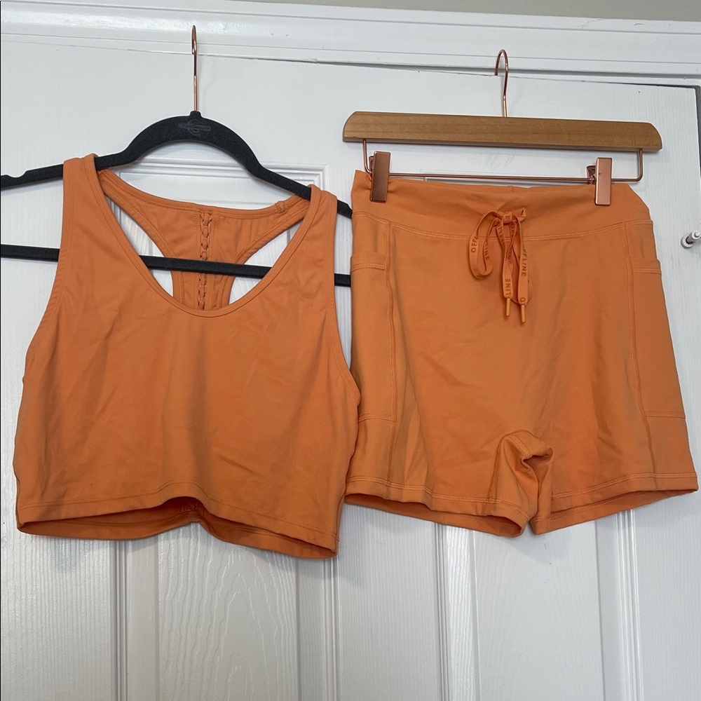Offline Orange Active Set - Cropped Tank & Drawstring Shorts
